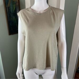 Buck Mason Women's Slub Sleeveless Taupe Muscle Tee Sleeveless Shirt Top Small S